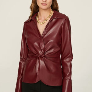 Cinq à Sept McKenna Burgundy Vegan Leather Top